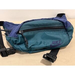 Vintage 90s green and blue 2 zipper fanny pack great condition